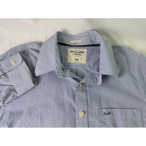 Vintage Abercrombie & Fitch Men's 2XL Muscle Gingham Shirt Blue A&F Logo‎